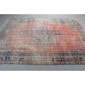 Alfombra Vintage Grande de Lana Ecológica de 6,4x9 pies (195x273 cm) Alfombra Turca Roja con Parches y Base de Látex - Product Image 2