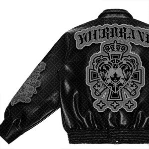 Custom Chenille Embroidered Woolen Letter Wholesale Men's <b>Smart</b> Casual Fashion Genuine Leather College Varsity <b>Jacket</b> - Product Image 3