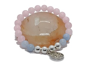 Pulsera de cristal Cuarzo Rosa Plata Cuentas redondas Piedra preciosa Joyería de moda Hombres y mujeres Regalo Energía - Product Image 2