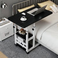 Bureau d'ordinateur portable pliable et réglable avec roulettes et étagère de rangement pour la maison, le bureau, l'étude, la chambre Z-13