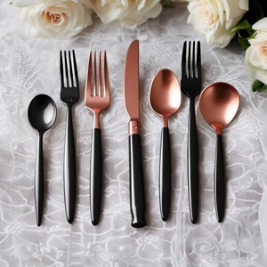 High Quality Eco-Friendly Wedding <b>Cutlery</b> Set in <b>Gold</b> & <b>Black</b> 4pcs 20pcs 24pcs 30pcs Stainless Steel Silverware for Cooking - Product Image 3