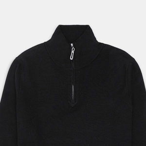 Personnalisable 100% coton pull à manches longues col montant fermeture éclair haute qualité Anti-rides Anti-rétrécissement disponible gris noir hiver - Product Image 2