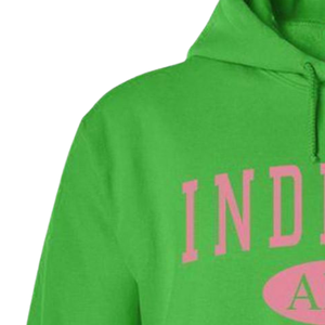 Sudadera con Capucha AKA Indiana State, Verde Irlandés y Rosa, con Estampado Gráfico, Personalizada para Hermandades Griegas - Product Image 2