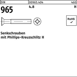 DIN 965 สกรูหัวจม หัวฟิลลิปส์ PH M5 X 40-H 4.8 500 ชิ้น - Product Image 1