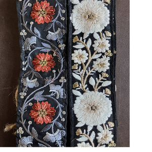 Bordure en dentelle brodée florale écologique sur mesure en tissu organza, deux coloris, largeur de 1,5 pouce pour vêtements - Product Image 5