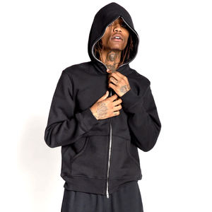 Sudadera con capucha y cremallera completa de invierno más vendida, ropa de calle de algodón y poliéster, teñida lisa, cálida, holgada, con patrón sólido con capucha - Product Image 2