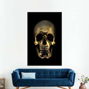 ภาพพิมพ์บนผ้าใบลายหัวกะโหลกสีทองทันสมัยสำหรับตกแต่งห้องลอฟท์ในวันฮาโลวีนอย่างมีสไตล์ ห่อหุ้มอย่างดี - Product Image 1