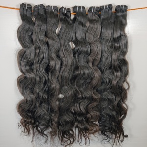 100% brut vierge naturel noir couleur cheveux humains non transformés Bodywave faisceaux indien Temple Extensions de cheveux humains - Product Image 4