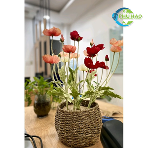 Cesta de flores de mimbre de ratán natural vietnamita con marco de hierro fuerte que muestra árboles de flores y mejora de los espacios interiores - Product Image 5