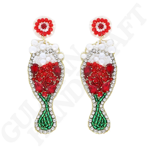 Pendientes colgantes con cuentas de cristal de cóctel hechos a mano divertidos y elegantes, joyería llamativa para fiestas y ocasiones especiales - Product Image 3