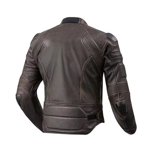 Veste en cuir de motard vintage pour homme, en cuir véritable, rembourrée - Product Image 5