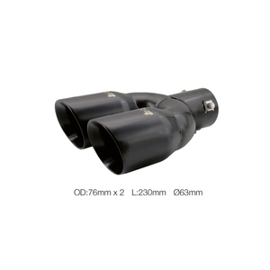 Terminale rotondo diametro 63mm doppio inclinato in acciaio inossidabile nero - Product Image 1