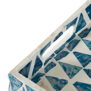 Flora Design Plateau de service incrusté de MOP artisanal en MDF rectangulaire avec motif Ramadan Eid Mubarak Décoration intérieure et décoration de table - Product Image 4