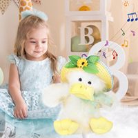 Panier de Pâques dansant chantant jouets jouets de canard ailes battantes secouant le corps, canard musical animal en peluche drôle jouet de Pâques