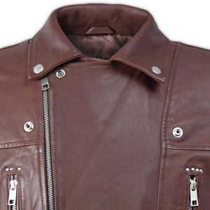 แจ็กเก็ตหนังสไตล์นักขี่จักรยานสำหรับผู้ชายแจ็คเก็ตหนังแท้สำหรับฤดูหนาวสไตล์ไฮสตรีท - Product Image 3