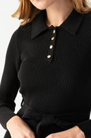 Elegante y cómodo vestido de pana informal para mujer, cuello Polo, mangas de punto, características, patrón de cintura Natural, decoración