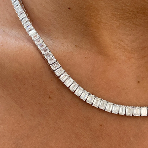 สร้อยคอโซ่เทนนิสสีทอง14K ประดับเพชรสีทองล้วนขนาด25กะรัตมรกตตัด VVS ประดับเพชรแบบมินิมอล - Product Image 2