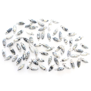 Dendritic Opal Pendant 16-18mm Silver Plated Pendant Small Spike Shape Natural Gemstone Jewelry Findings October Birthstone - Product Image 2