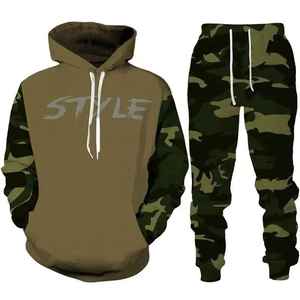 Haute qualité 3D imprimé hommes à capuche pantalon ensembles Camouflage vêtements de sport décontractés surdimensionné pull chaud Streetwear pour printemps automne - Product Image 4