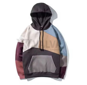 Sweat à capuche personnalisable de qualité supérieure en tissu éponge 100% coton, motif uni, design de poche, dernier design patchwork, OEM - Product Image 4