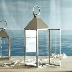 Classic Decorative Stainless Steel and Glass Candle <b>Lantern</b> for Home and Garden Decoration Shiny Silver <b>Lanterns</b> - Product Image 3