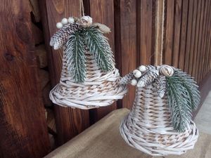 กระดิ่งหวายธรรมชาติทำด้วยมือของประดับแขวนต้นไม้โนเอลสำหรับเทศกาลอีสเตอร์ของขวัญตกแต่งวันหยุดเทศกาลอีสเตอร์ถุงน่องหวายของขวัญคริสต์มาส - Product Image 6