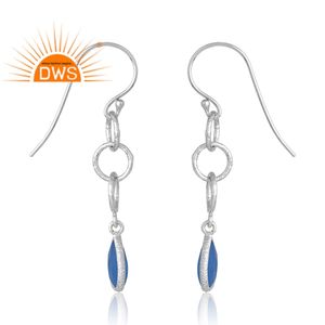 Conception chaude en argent Sterling plaqué palladium naturel bleu calcédoine pierres précieuses boucle d'oreille bijoux personnalisés pour les femmes cadeau pour elle - Product Image 4