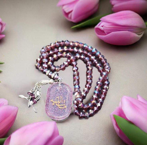 Ángel turquesa diseñado respetuoso con el medio ambiente pintado a mano resina Rosario Tasbih cuentas de oración al por mayor - Product Image 2
