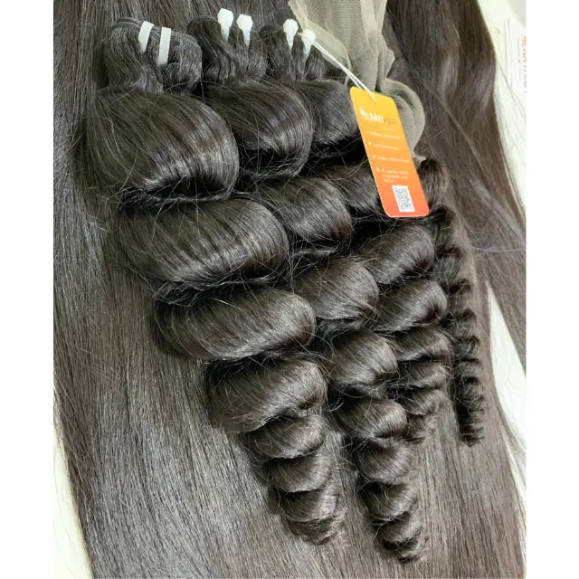 Luxury Machine Weft Extensions Bouncy Curl Style Remy Hair Black Color Various Style Texture Color from Vietnam Hair Supplier