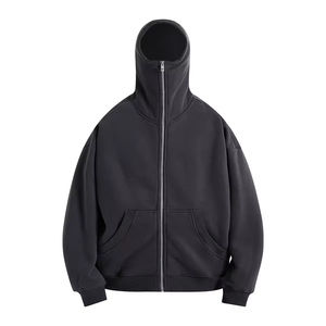 Meilleur prix, sweat à capuche unisexe en polaire, style streetwear, cagoule ninja, double capuche, fermeture éclair intégrale, 100% coton, couleurs et logo personnalisés - Product Image 3