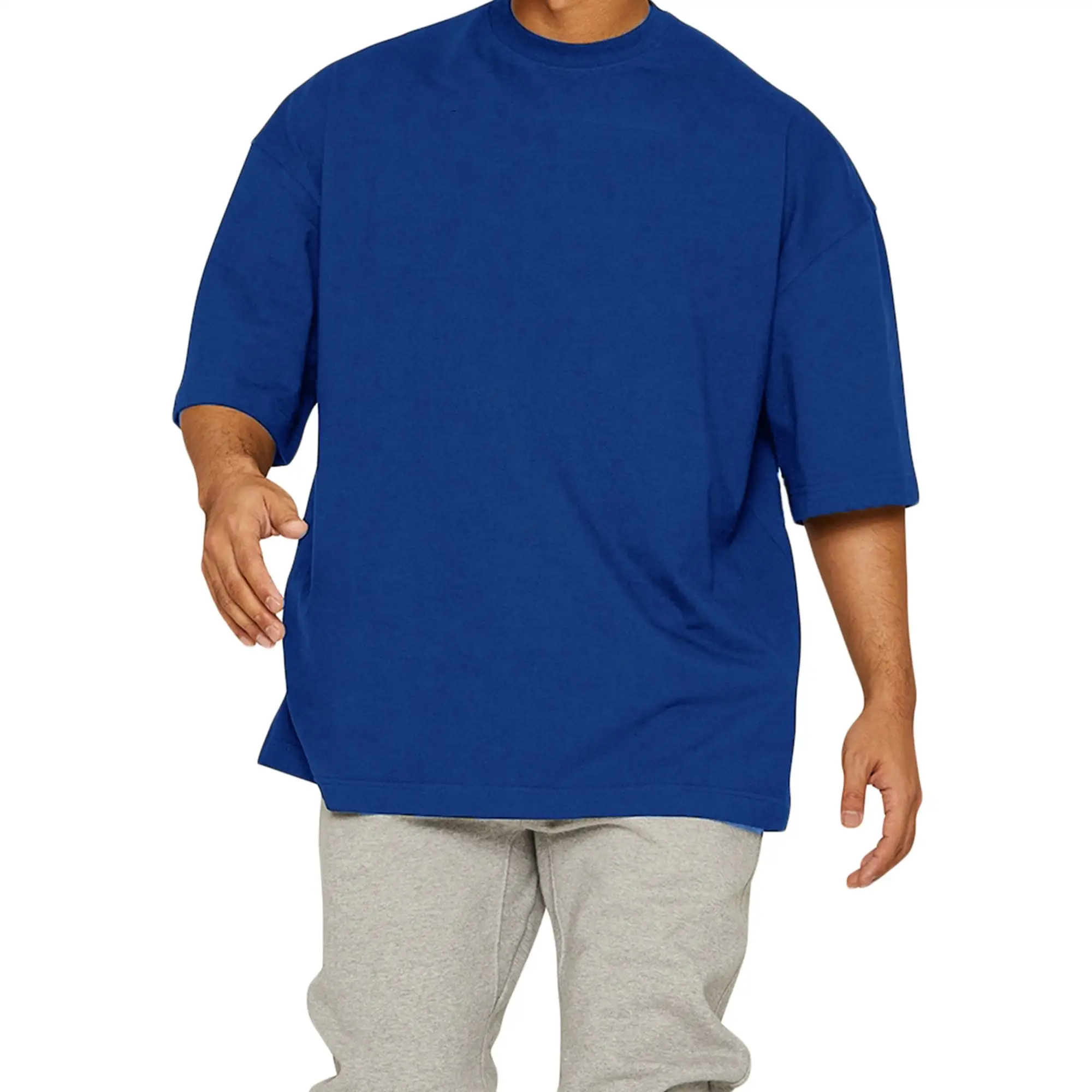 Kaus sablon longgar logo kustom kaus ukuran besar pria gaya baru kaus lembut kerah tiruan cepat kering