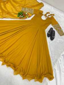 Georgette-vestido de trabajo de imitación bordado con Dupatta Ready To Wear, colección completa de estilo con manga de lujo, nuevo - Product Image 3