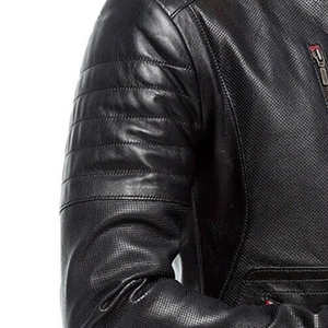 Blouson aviateur en cuir de vachette premium pour homme, doublure personnalisée en toile, design à capuche, imperméable, style motard, logo frontal - Product Image 6