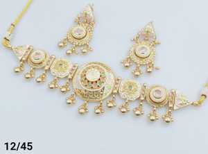 INDIAN TRADITIONAL and <b>FASHIONABLE</b> COPPER <b>JEWELLERY</b> BRIDAL WEDDING <b>JEWELLERY</b> SET for WOMEN EARRINGS and NECKLACE SET - Product Image 5