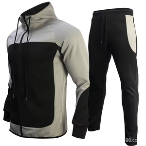 Survêtement, 100% coton Nouveautés Patchwork Couleur Hommes Survêtements Logo Personnalisé survêtements pour Hommes Jogging Sportswear OEM - Product Image 2