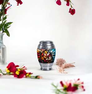 Urne de crémation en vitrail fabriquée à la main urne funéraire Art déco colorée pour cendres urne commémorative souvenir décorative urne Unique - Product Image 6