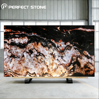 Dalle de quartzite translucide de luxe Conception de pierre Dalle de marbre granit Fond de télévision Panneau mural en marbre Pierre de luxe Éclairage Led