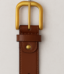 Ceinture en cuir véritable pour hommes Finition marron avec boucle ardillon dorée | Vêtements décontractés | OEM disponible - Product Image 2