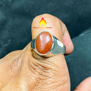 Anillo de latón para hombre con piedras preciosas de ónix rojo, joyería de piedra chapada en rodio electroformado hecha a mano, cristales al por mayor para hombre - Product Image 5