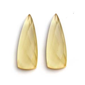 Trillion forme facettes Flatback Cabochon citron Quartz 10x30mm pierre précieuse en vrac pour la fabrication de bijoux pour pendentif et boucles d'oreilles - Product Image 6