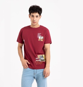 Bulk Custom Manufacturer Premium Round Neck T-shirts 220Gsm Cotton t Shirts Heavy Weight Screen Printed Crew Neck <b>Tshirts</b> Men - Product Image 3