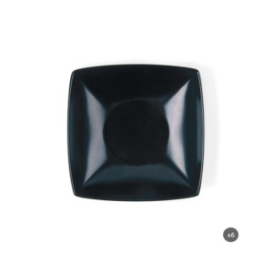 Durable Square Set of 6-pcs Ceramic Soup Plates Black Matte Finishing Nordic Minimalist Elegant Design Eclipse by Excelsa - Product Image 1