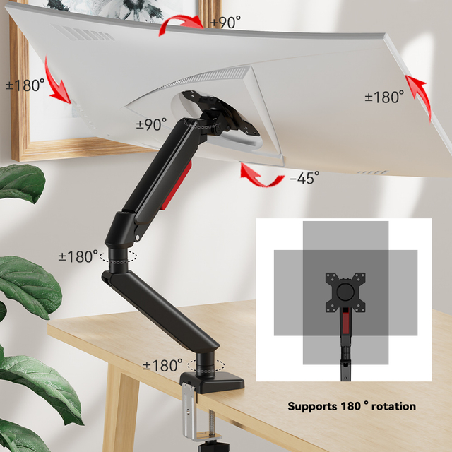 Premium Aluminum Heavy Duty Monitor Arm Fits 17-32inch LCD Computer Monitors Max Vesa 100x100mm Full Motion Swivel Monitor Arm