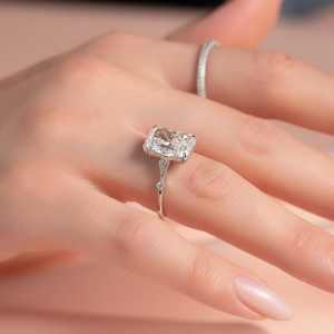 Anillo solitario de diamante de corte radiante cultivado en laboratorio estilo clásico para fiesta de boda 925 Plata con 10K 14K 18K oro sólido IGI certificado - Product Image 3