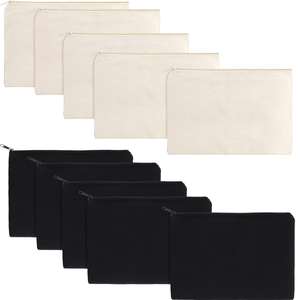 Pochettes de grande capacité écologiques en toile de coton à fermeture éclair sacs de maquillage réutilisables avec impression de logo vente en gros - Product Image 4