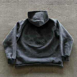 Fabricant 1000GSM 600GSM Patches de broderie en relief personnalisés Vintage Acid Washed Hoodie - Product Image 3