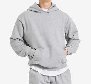 เสื้อฮู้ดดี้ผู้ชายแบบสวมหัว ผ้าโพลีเอสเตอร์/คอตตอน หนัก 340 กรัม ผ้าฟลีซ ทรงโอเวอร์ไซส์ ดีไซน์กระเป๋า เหมาะสำหรับฤดูหนาว ป้องกันรอยยับ - Product Image 5
