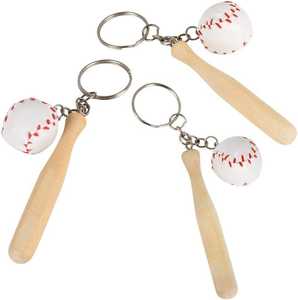 Porte-clés de batte de softball écologique imperméable au design dernier cri, thème sportif, souvenir d'équipe, mini porte-clés en bois, cadeau miniature - Product Image 1