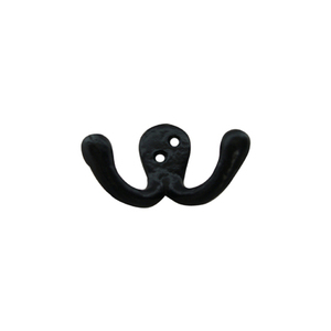 <b>Black</b> Metal Double <b>Hook</b> Rustic Style Heavy-Duty Coat <b>Hook</b> for Clothing Wall Mount Drill Installation Rustic Antique Style Metal - Product Image 1