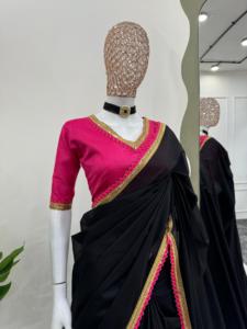 Beautiful Designer Saree With Fancy Lace and heavy Latkan on pallu and Blouse - Product Image 6